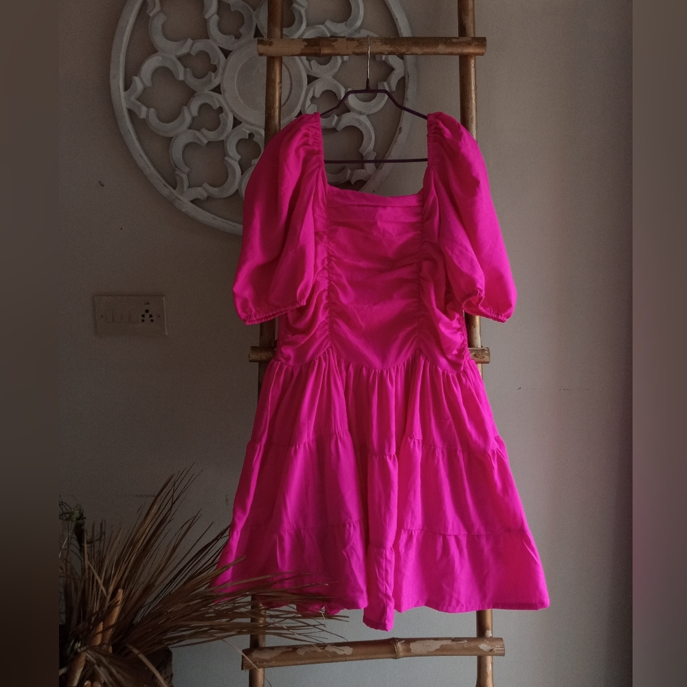 Hot Pink Skater Dress - Picture 3 of 12